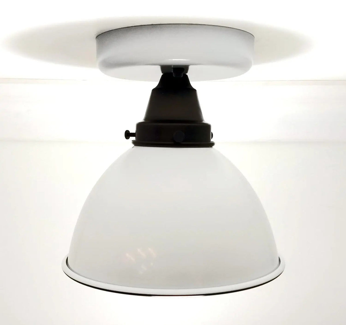 Modern Farmhouse Ceiling Light Of White Enamel