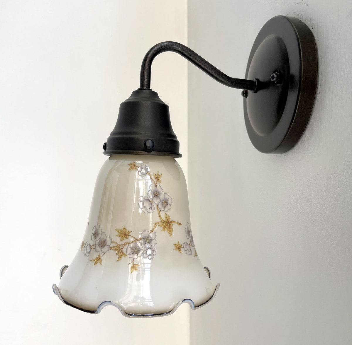 Antique PRINTED FLORAL 1960's Wall Sconce Lighting