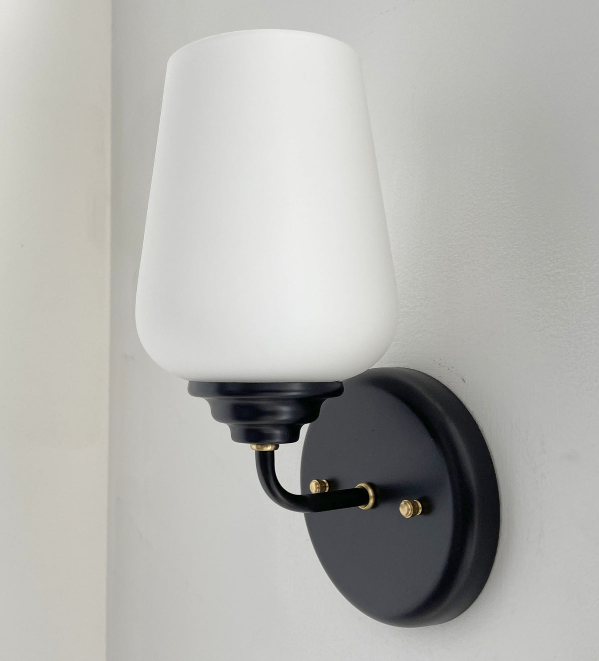 MODERN SLEEK Opal Wall SCONCE Brass And Black