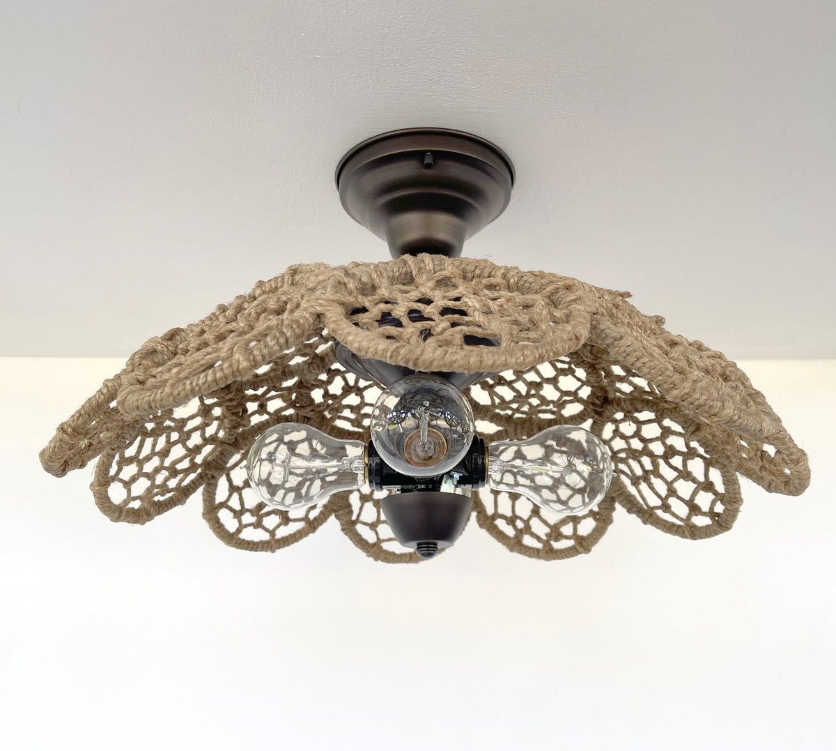 LARGE Natural RATTAN Ceiling Light Fixture