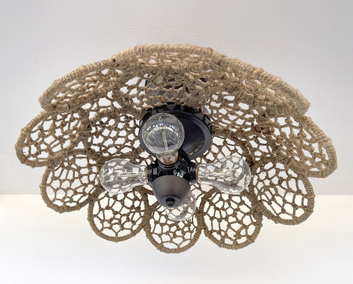 LARGE Natural RATTAN Ceiling Light Fixture