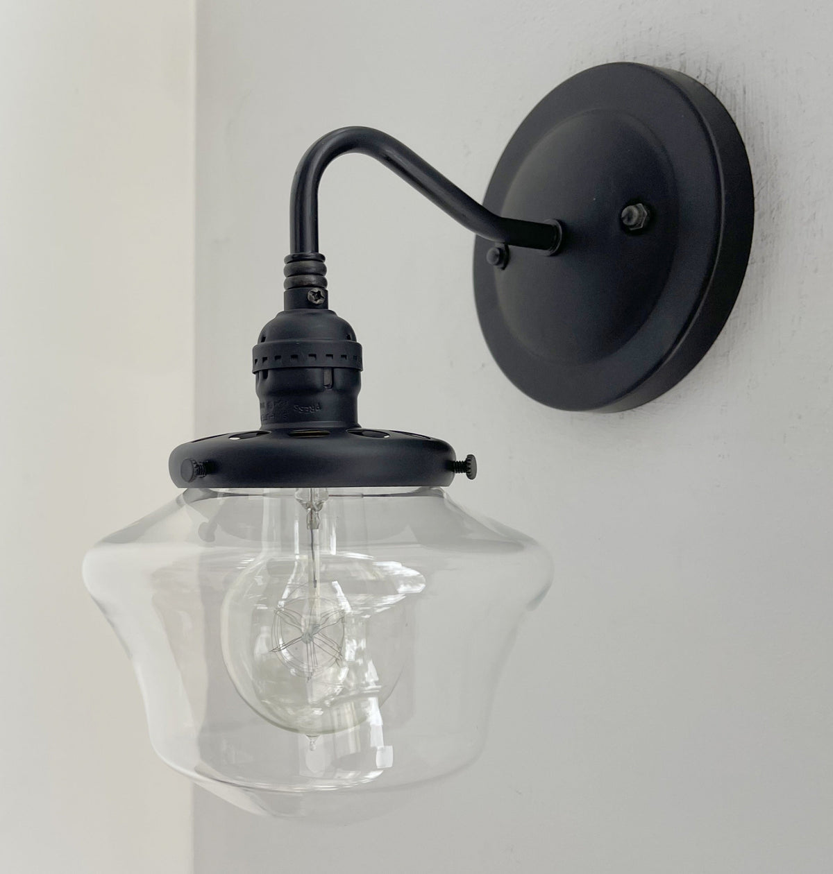 Clear Schoolhouse Glass Wall Sconce Light Fixture