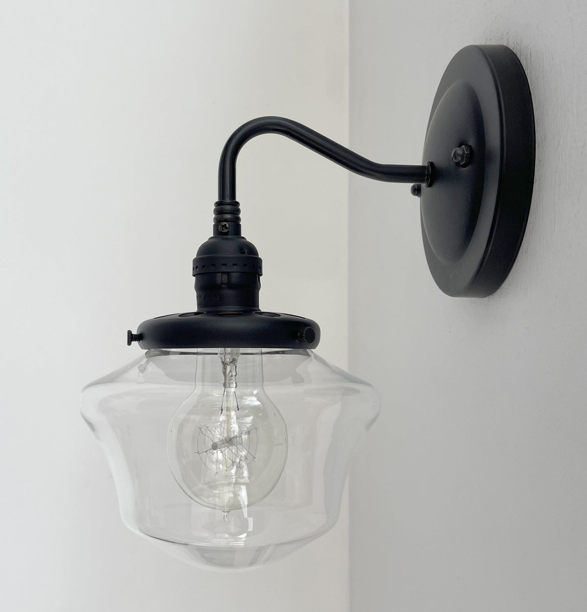 Clear Schoolhouse Glass Wall Sconce Light Fixture