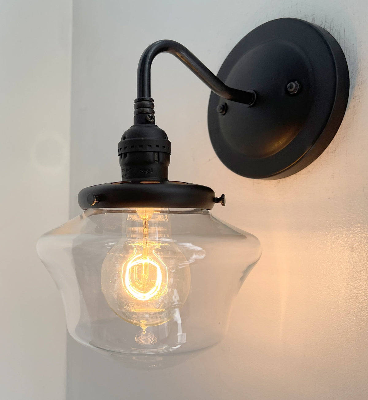 Clear Schoolhouse Glass Wall Sconce Light Fixture