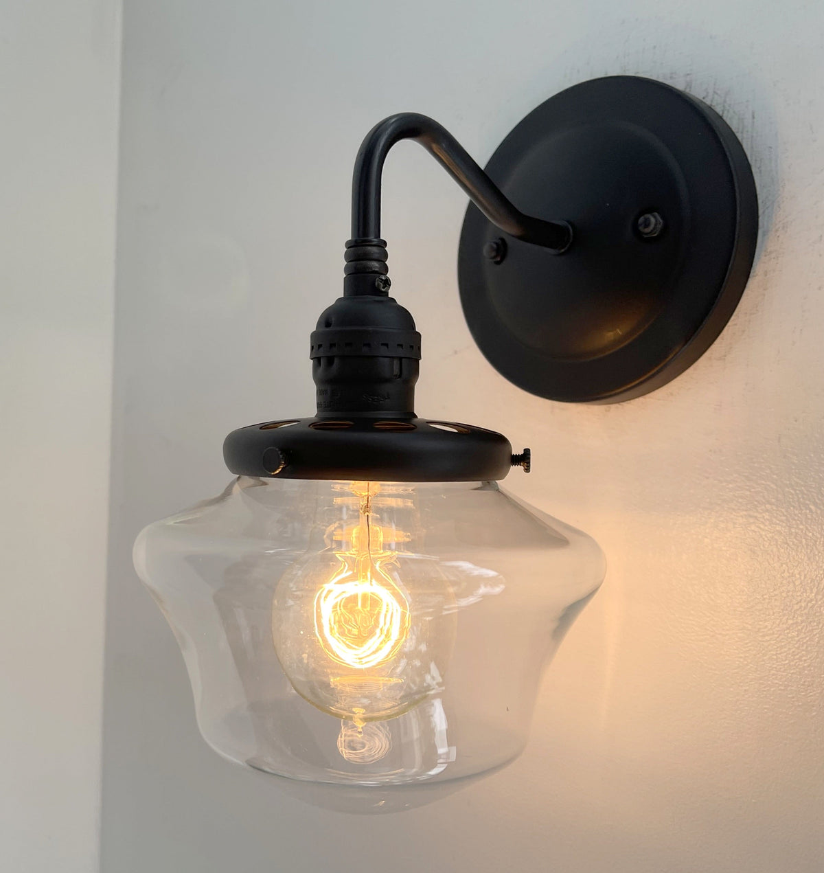 Clear Schoolhouse Glass Wall Sconce Light Fixture