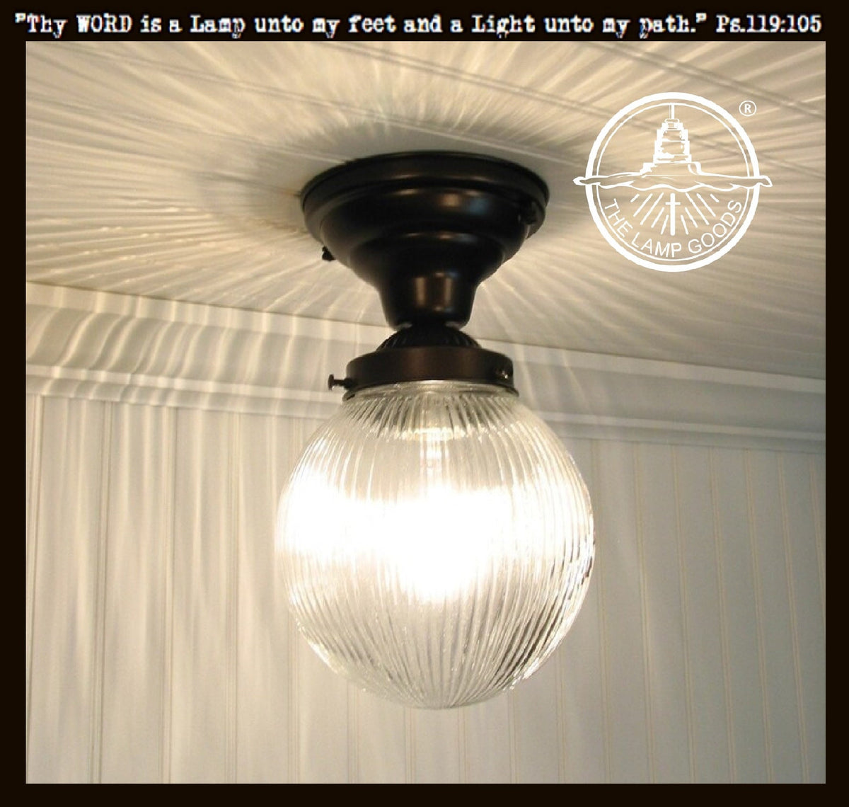Large Holophane Glass Ceiling Light Fixture