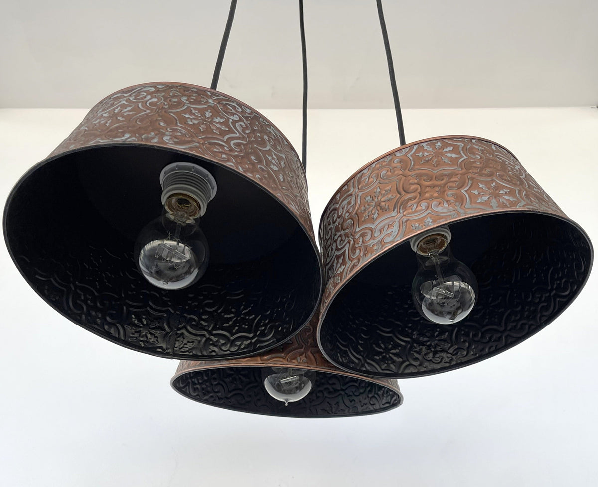 Ornate Copper CHANDELIER TRIO Light