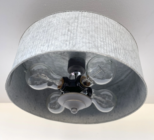 Galvanized Barn Drum Modern Farmhouse Ceiling Light