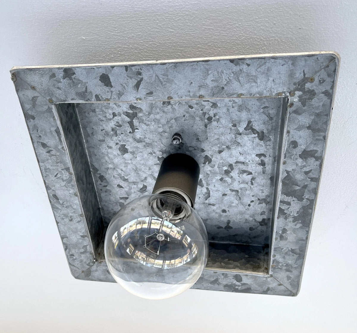 Square Galvanized Farmhouse Ceiling Light Fixture