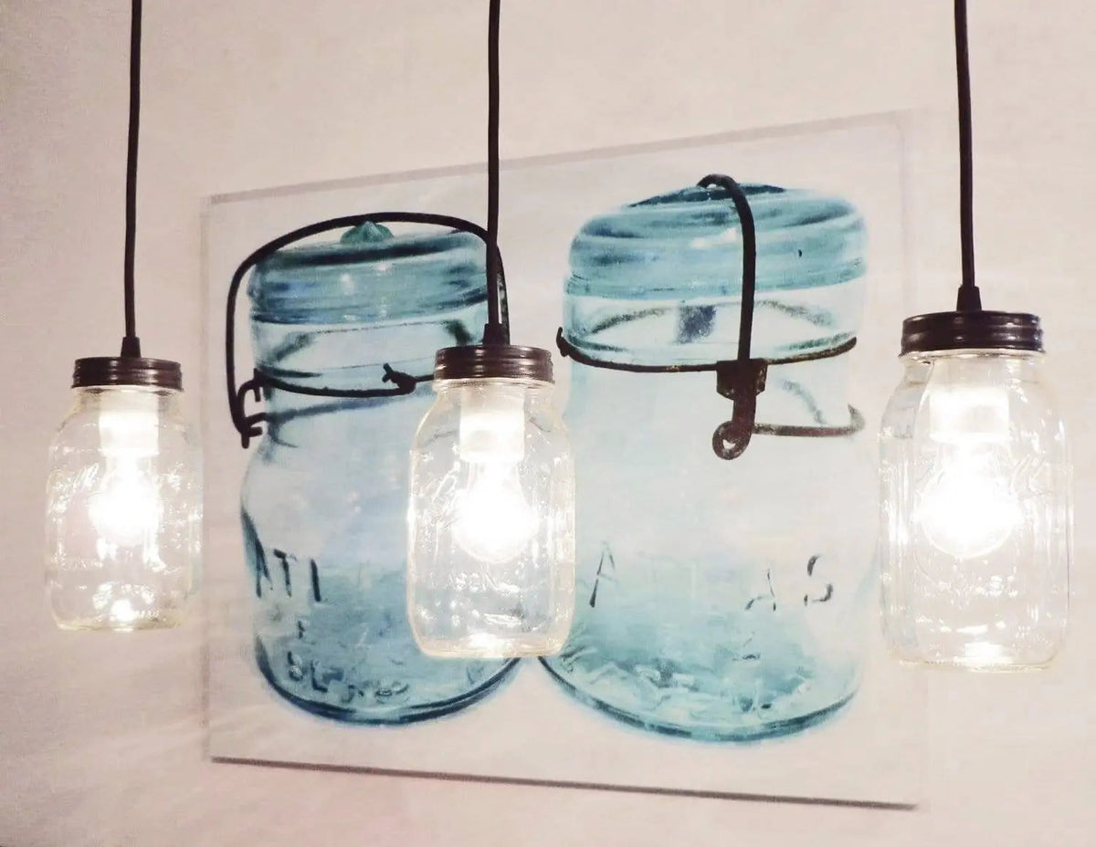 Mason Jar Track Lighting PENDANT Trio