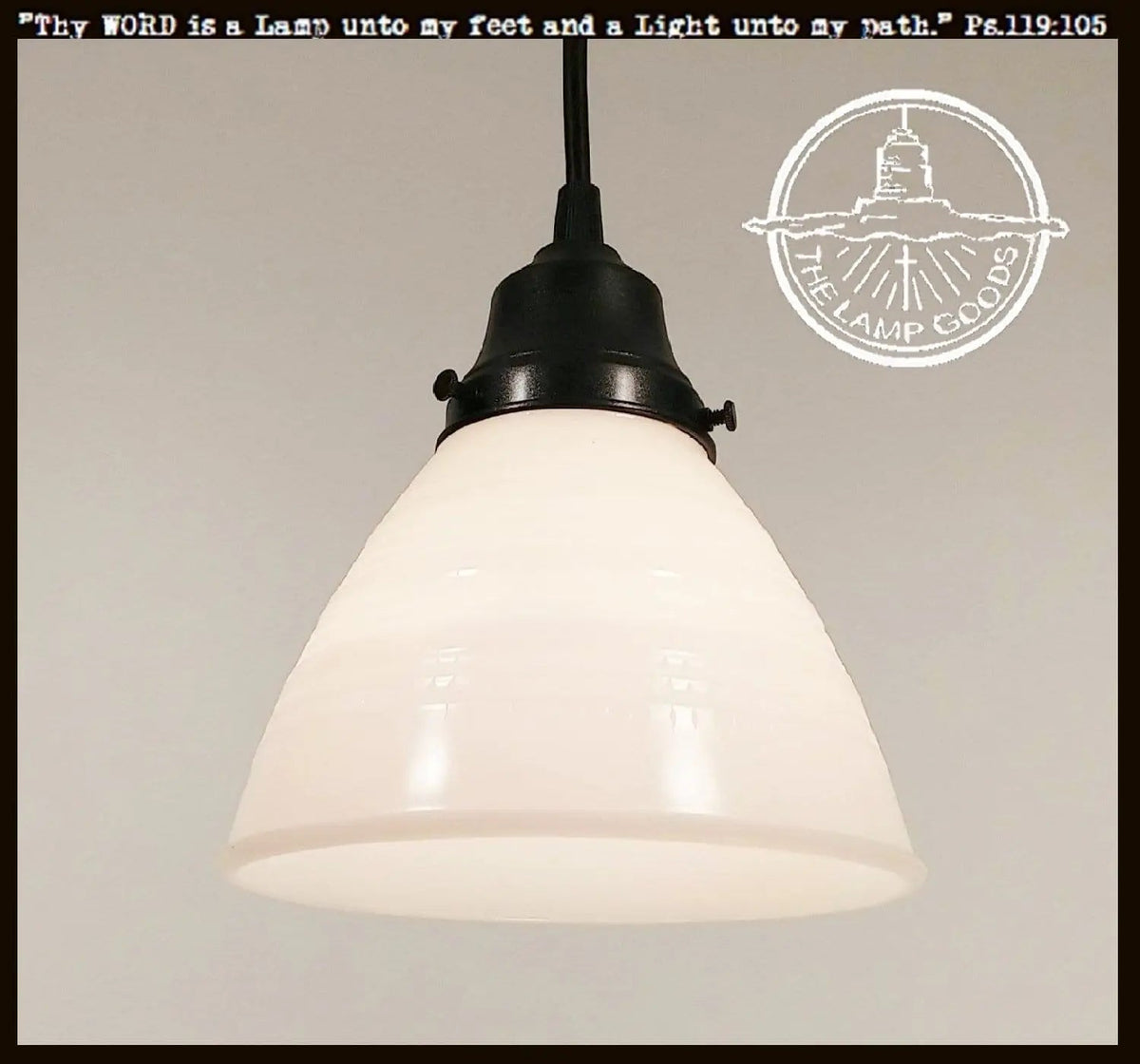 Milk Glass Banded Waffle Pendant Light Fixture