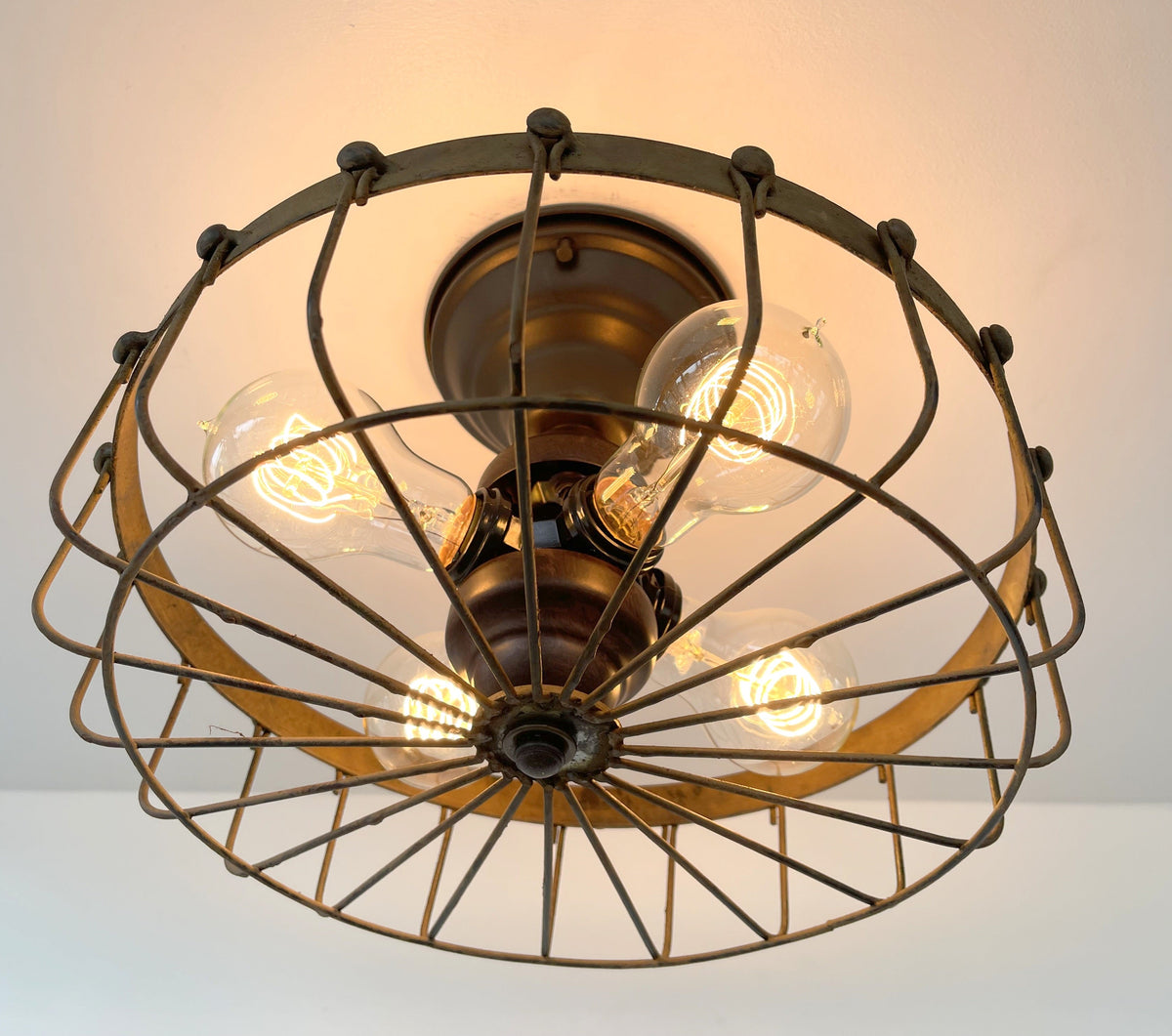 Rustic Industrial Cage Ceiling Light Fixture