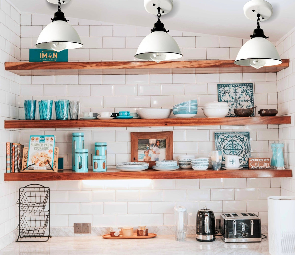 White Enamel Farmhouse Ceiling Light With Chain