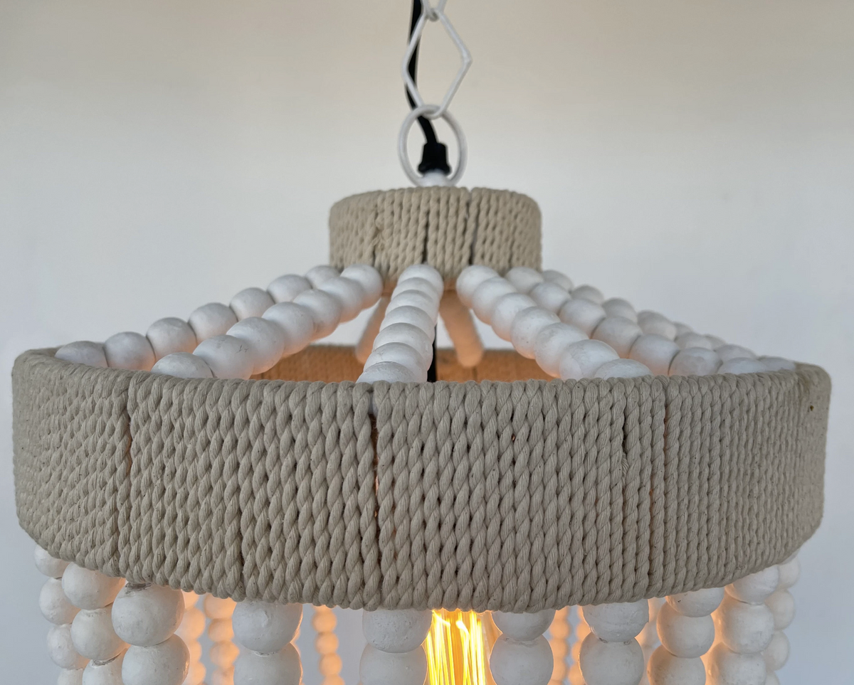  Very Large Farmhouse Beaded Chandelier Pendant Light
