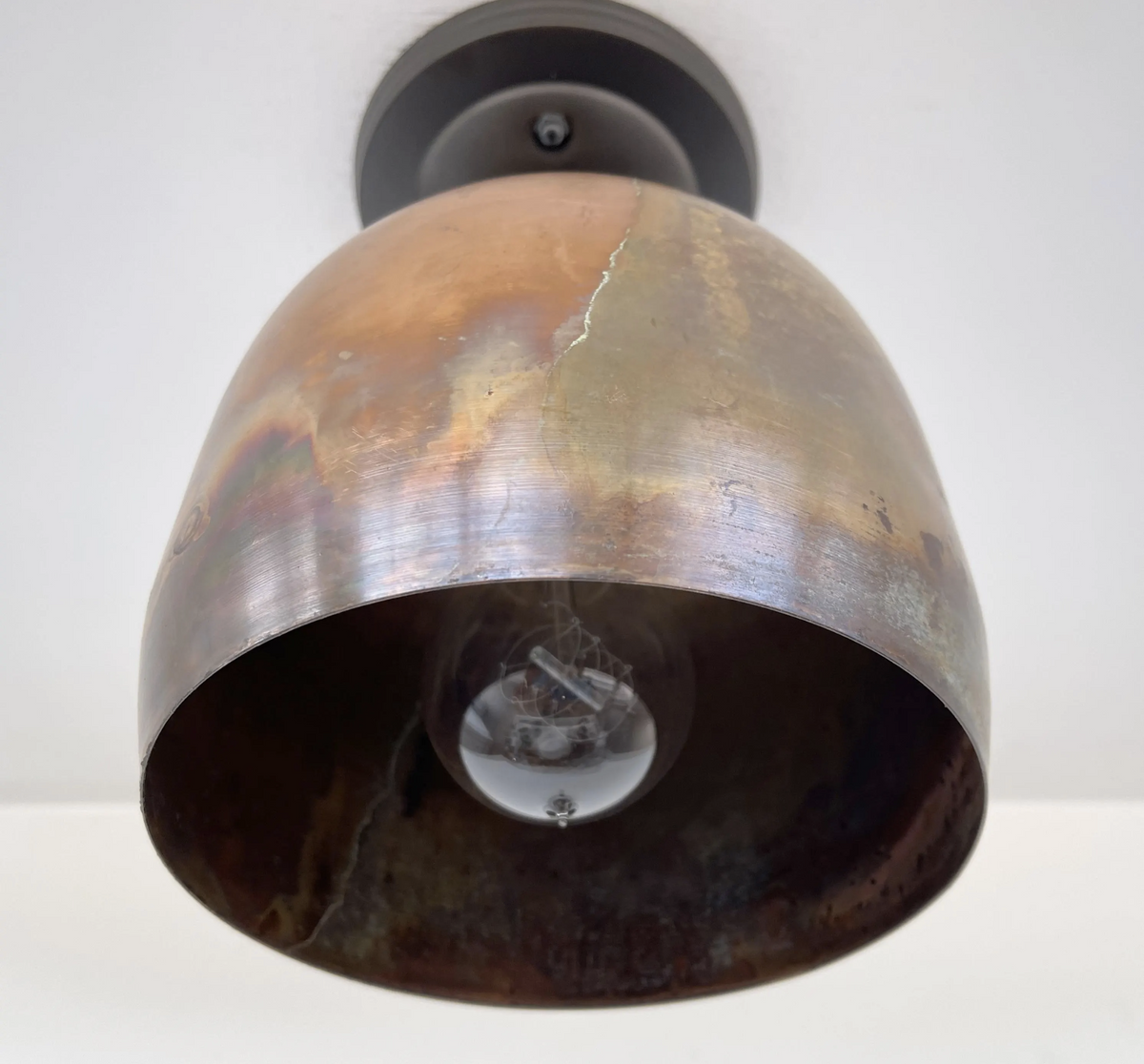 DOME BURNISHED COPPER Ceiling Light Rustic Farmhouse