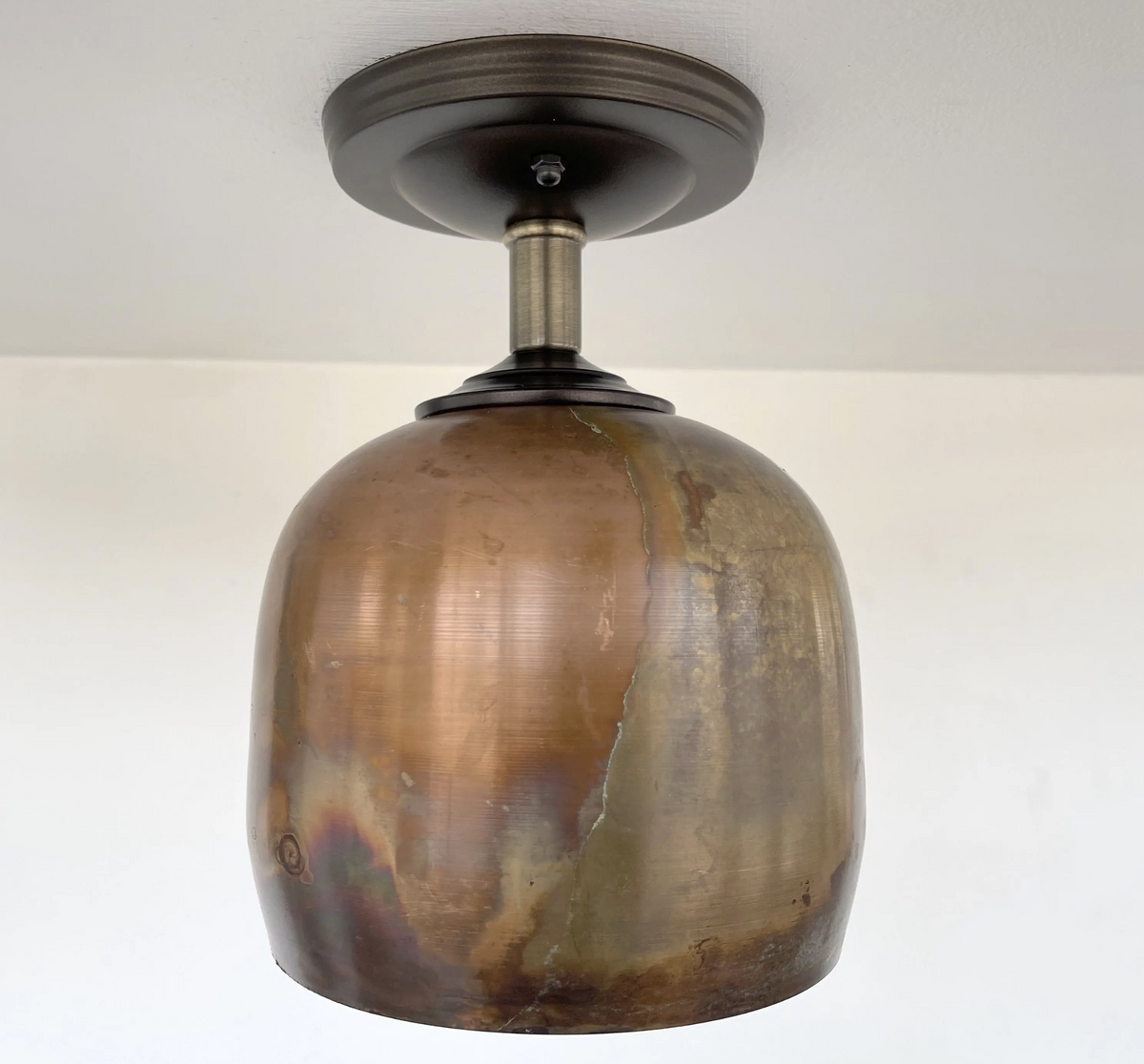  DOME BURNISHED COPPER Ceiling Light Rustic Farmhouse