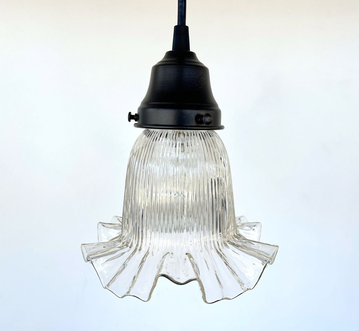  Delicate HOLOPHANE RUFFLE 1930's Antique Glass Pendant Light