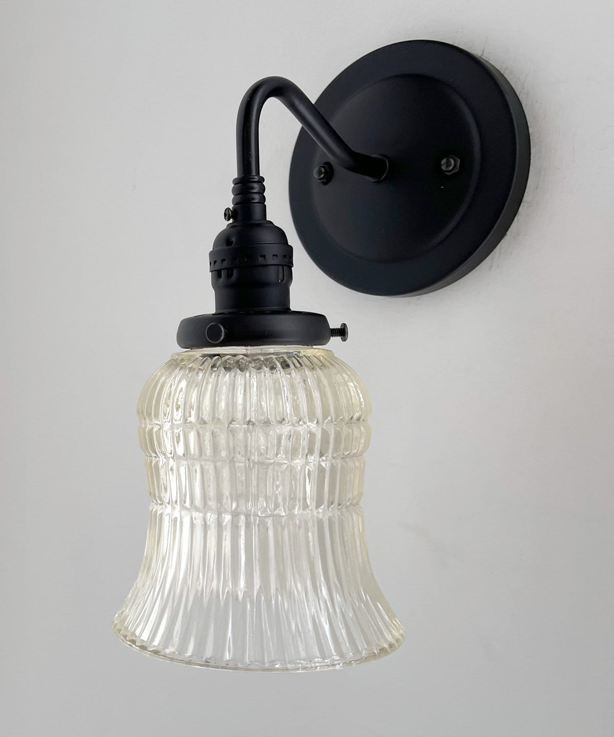 Bell Antique Holophane 1950's Glass Wall Sconce Light Fixture