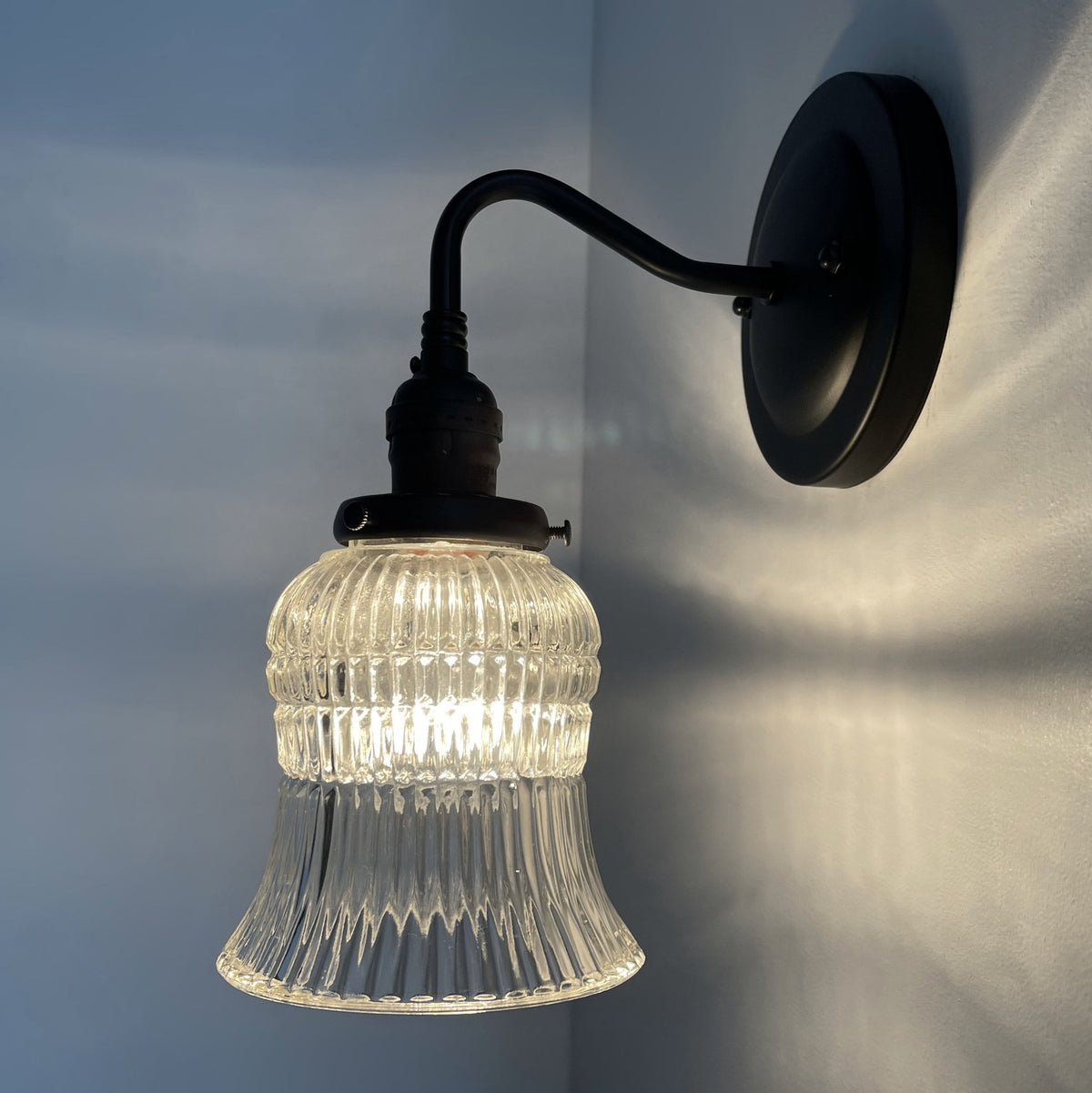  Bell Antique Holophane 1950's Glass Wall Sconce Light Fixture
