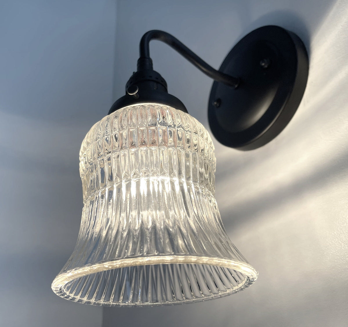  Bell Antique Holophane 1950's Glass Wall Sconce Light Fixture