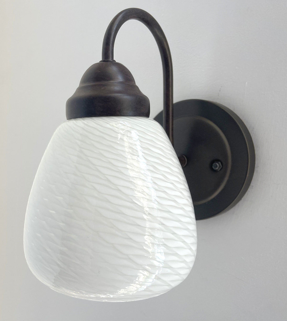  Modern 'Ribbon' 1970's Milk Glass WALL SCONCE Lighting