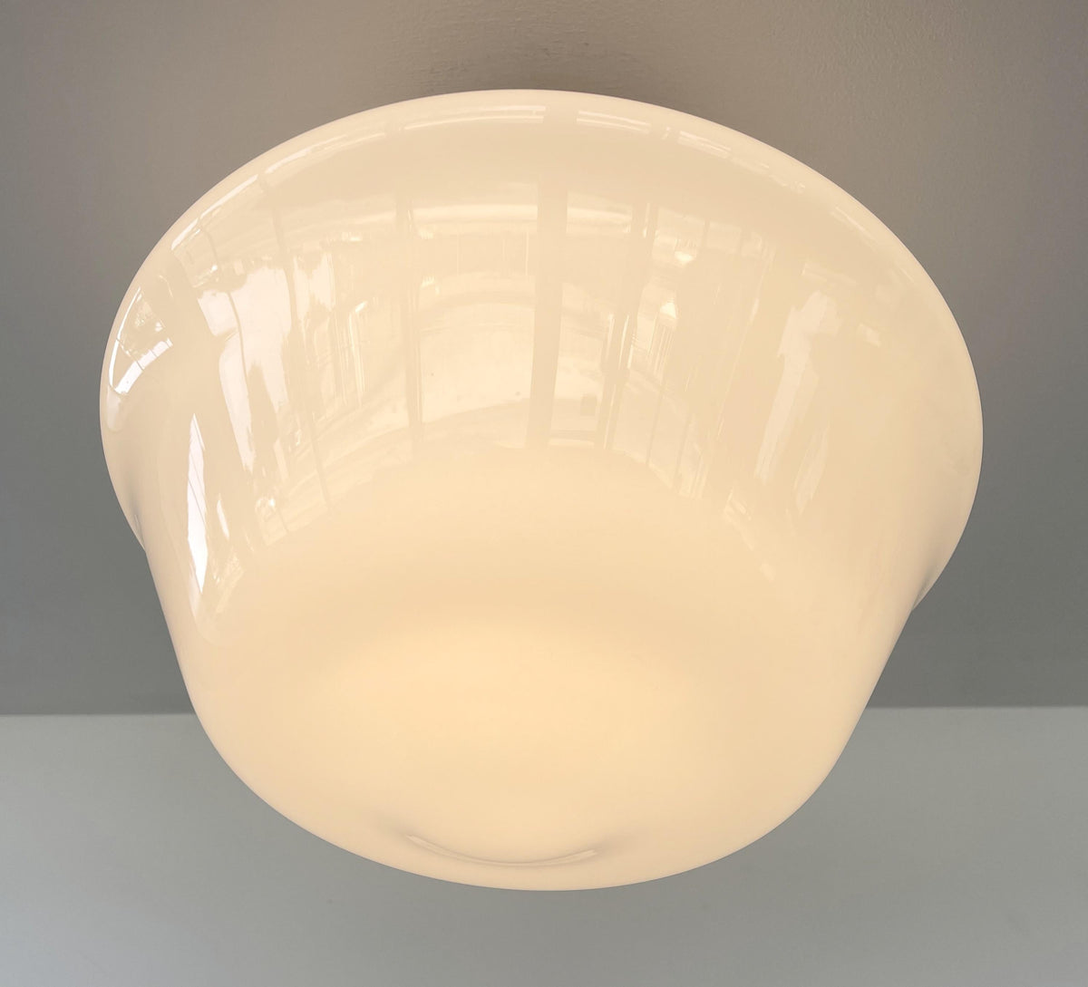  ELEGANT SCHOOLHOUSE Authentic Historical 1930's Antique Milk Glass Ceiling Light