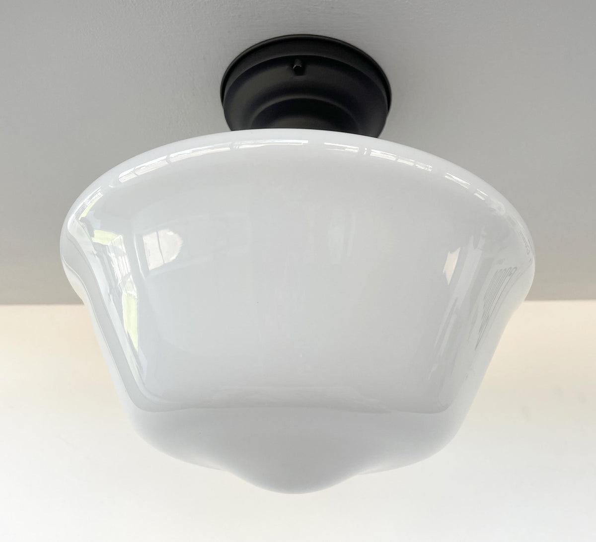  ELEGANT SCHOOLHOUSE Authentic Historical 1930's Antique Milk Glass Ceiling Light