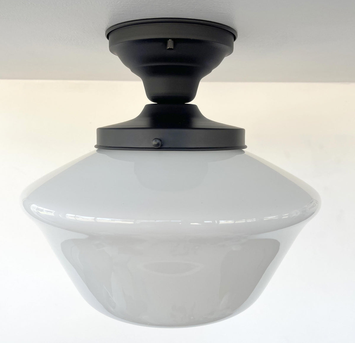  ELEGANT SCHOOLHOUSE Authentic Historical 1930's Antique Milk Glass Ceiling Light