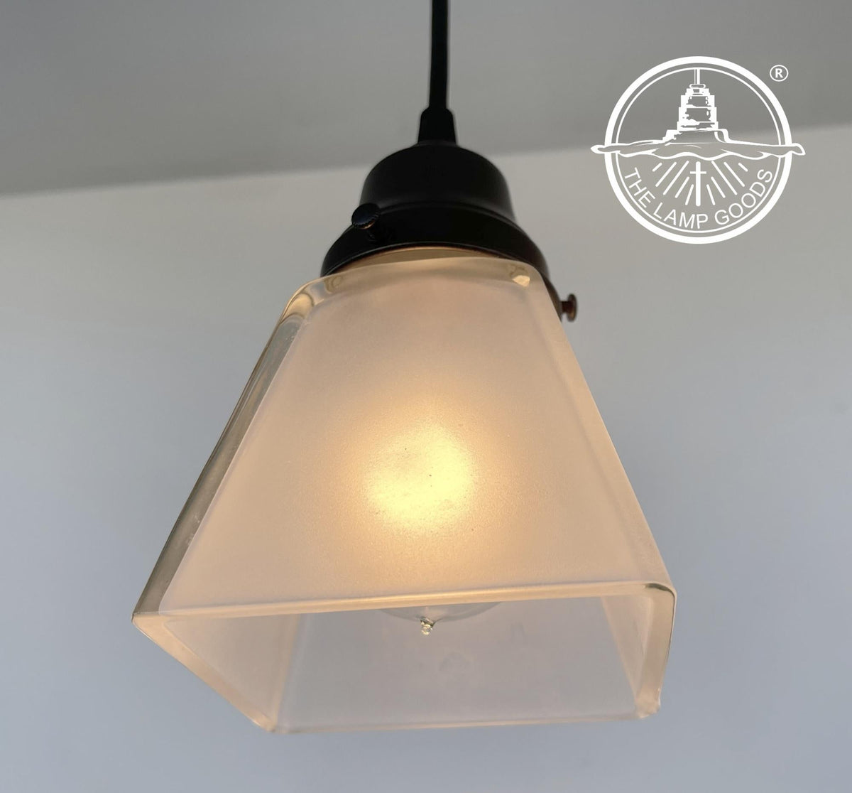  Vintage Frosted SQUARE 1960's PENDANT Light