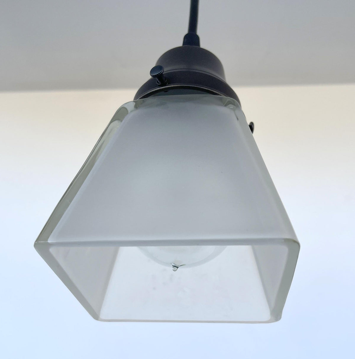  Vintage Frosted SQUARE 1960's PENDANT Light