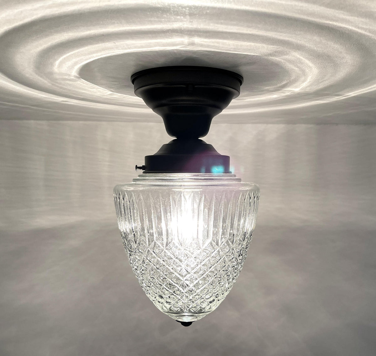  LARGE TAPERED DIAMOND 1950s Authentic Mid Century Glass Ceiling Light