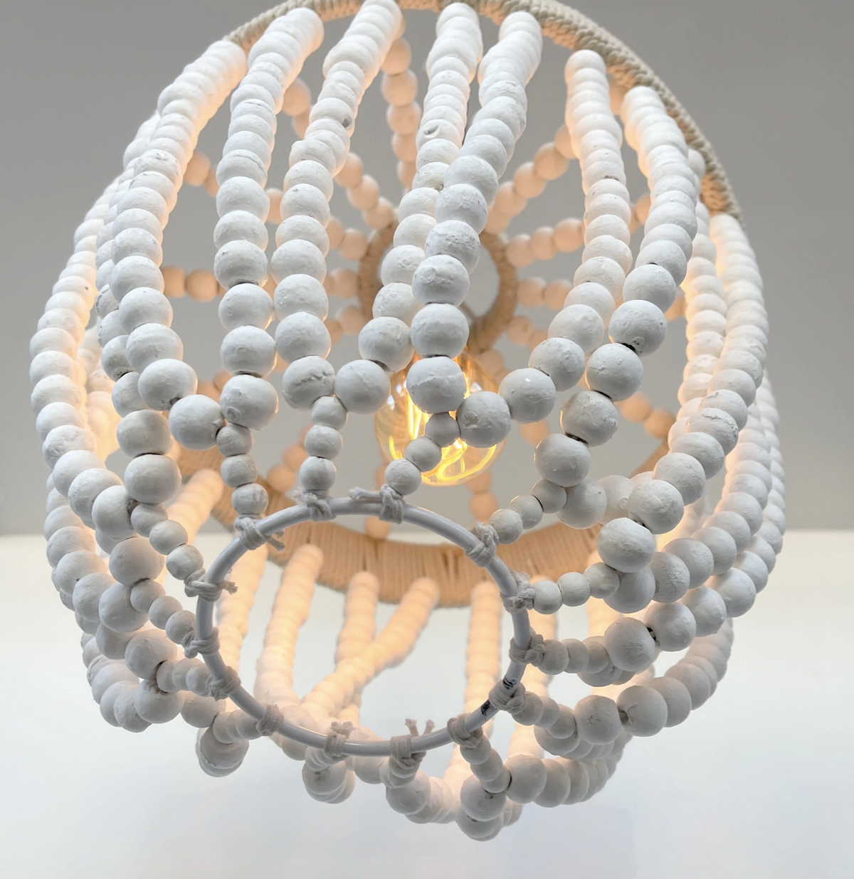  Very Large Farmhouse Beaded Chandelier Pendant Light