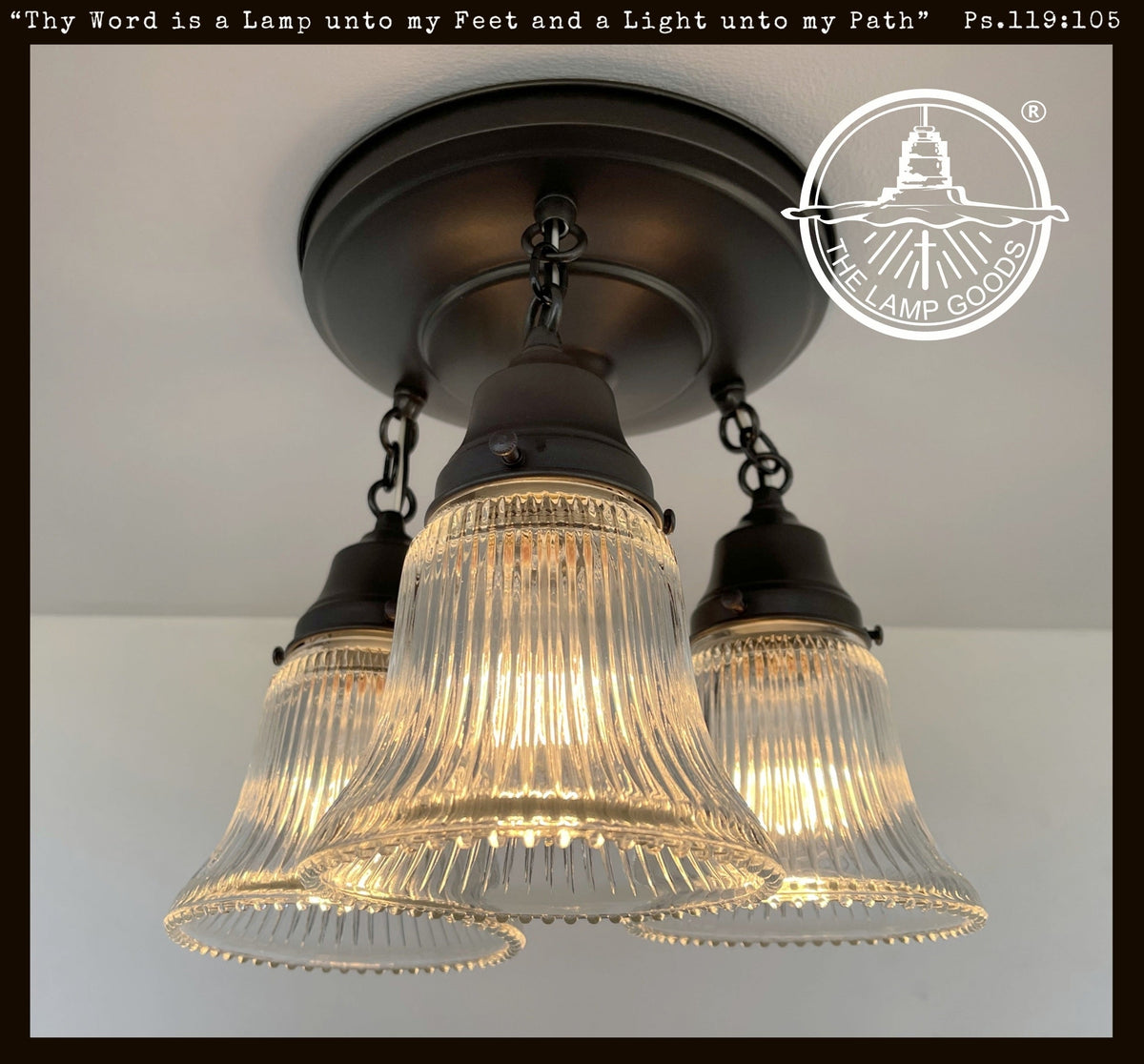  Antique HOLOPHANE 1960's CLEAR Glass Ceiling Light