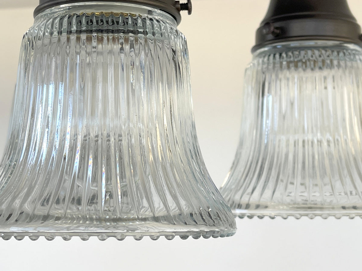  Antique HOLOPHANE 1960's CLEAR Glass Ceiling Light