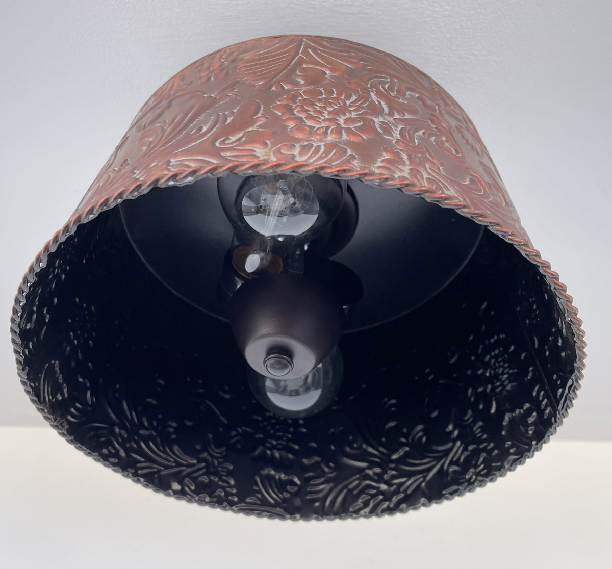  Copper Bronze Embossed Drum Ceiling Light