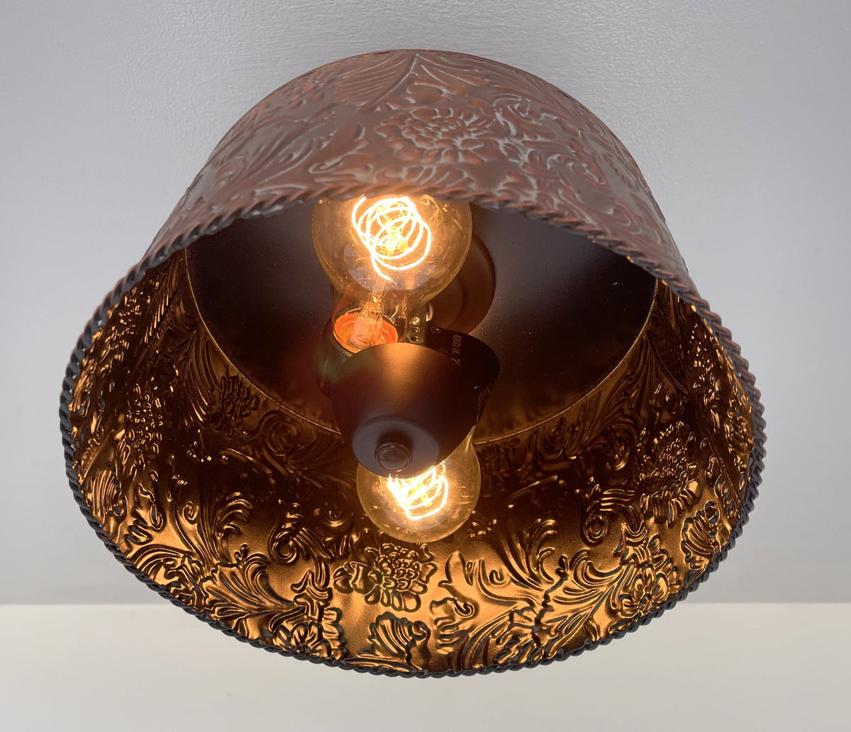  Copper Bronze Embossed Drum Ceiling Light