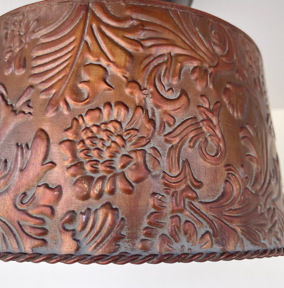  Copper Bronze Embossed Drum Ceiling Light