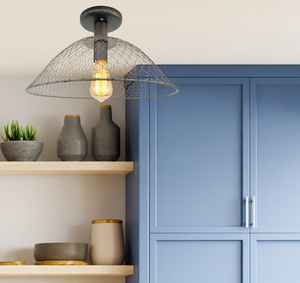  CHICKEN WIRE Farmhouse Ceiling Light