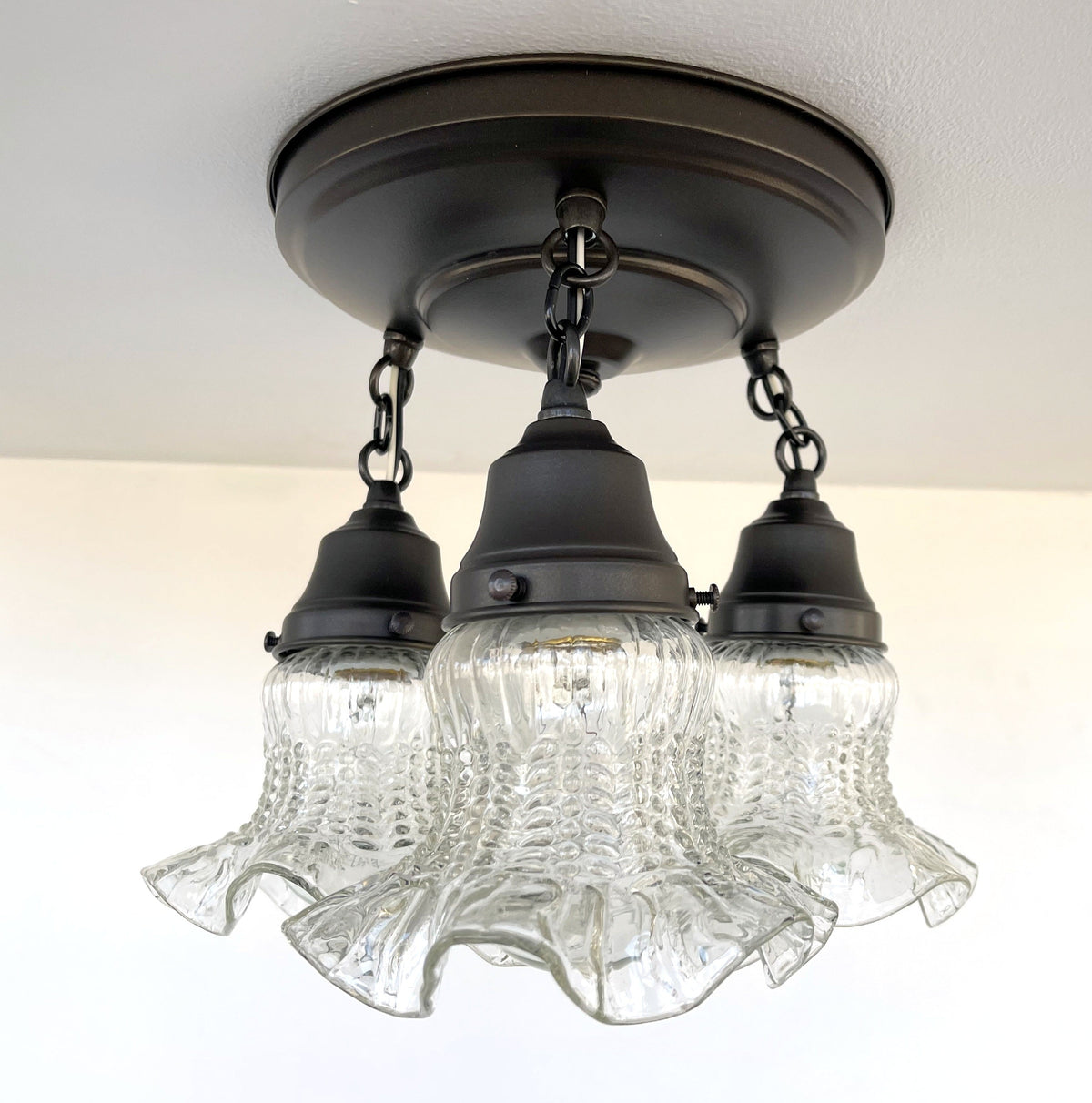  Clear Antique Hobnail Glass Ceiling LIGHT 1930's