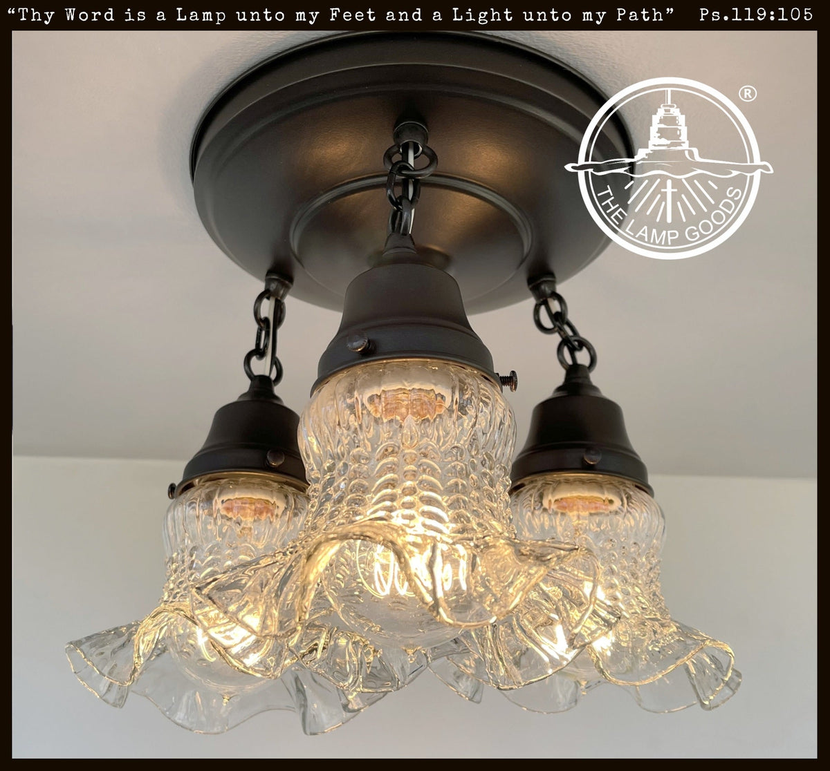  Clear Antique Hobnail Glass Ceiling LIGHT 1930's