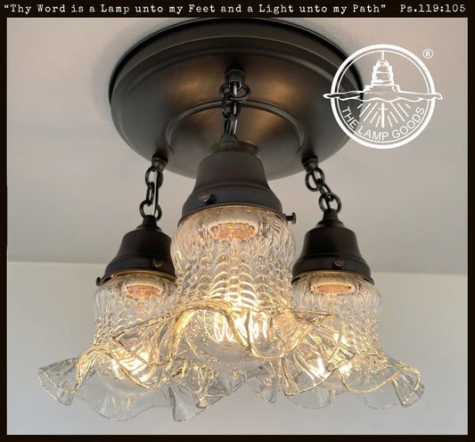  Clear Antique Hobnail Glass Ceiling LIGHT 1930's