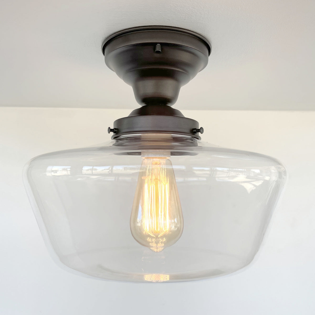  Large Schoolhouse Clear Glass Ceiling Light