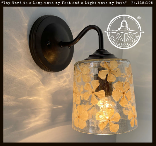  WHIMSICAL Pressed Floral Glass Wall Sconce Light