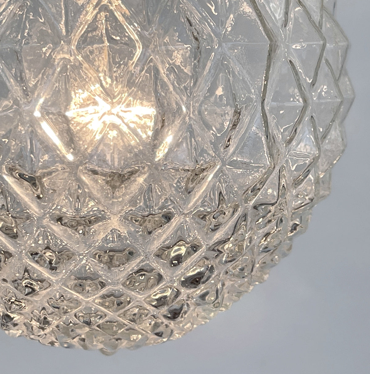 Rare Diamond Antique 1930's Glass Pendant Lighting