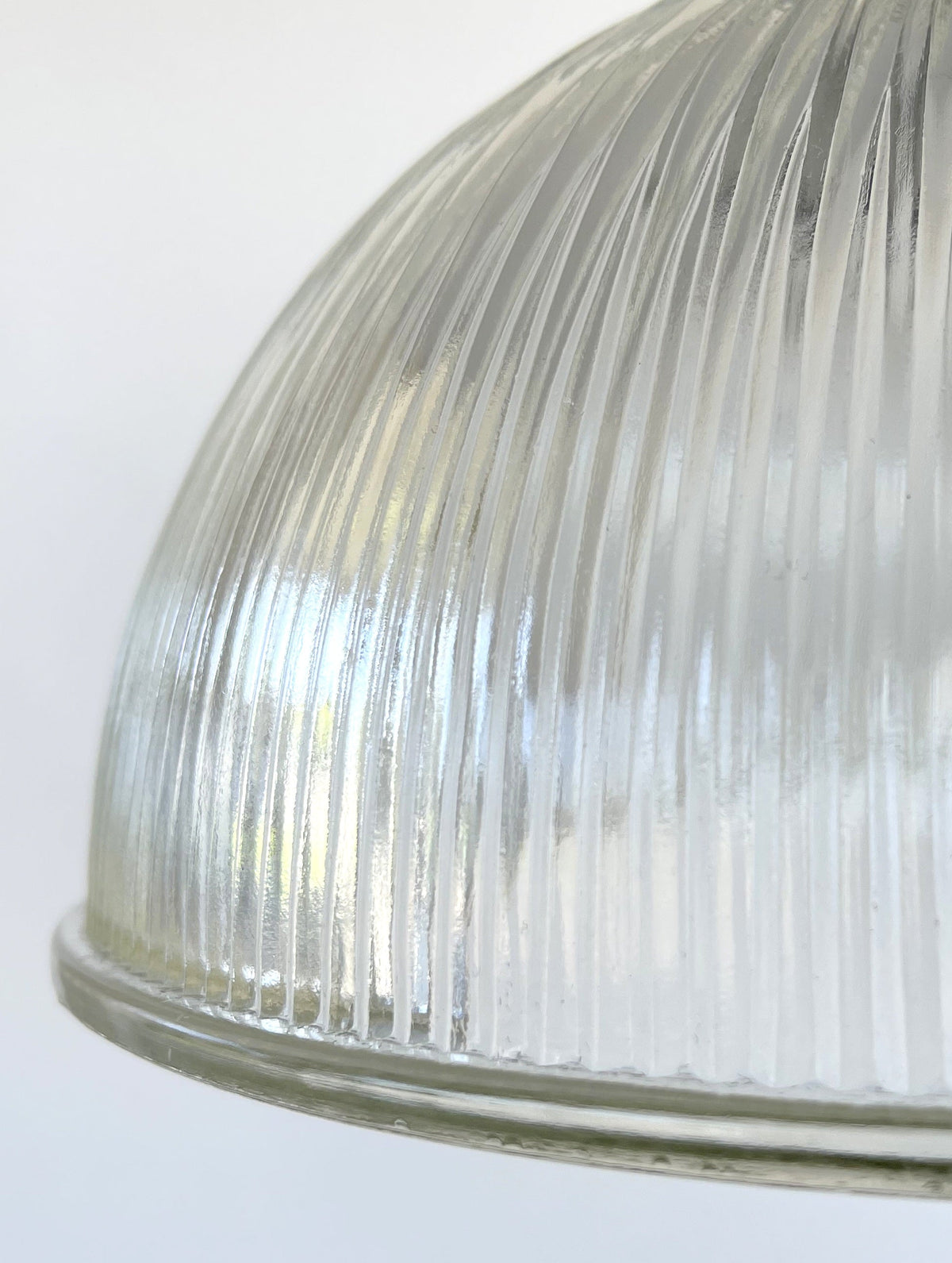 Antique Glass 1960's Factory Holophane Pendant Light