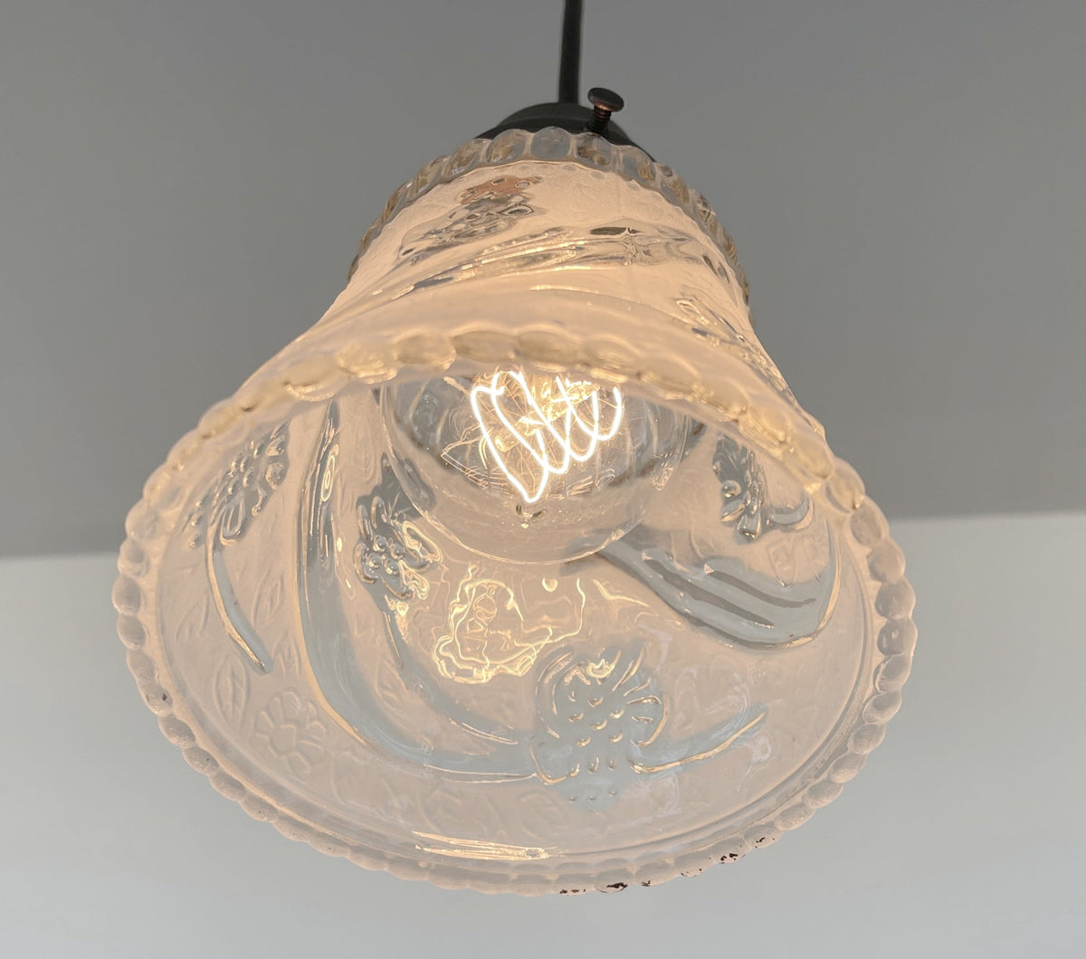  Vintage 1960's Frost & Clear PENDANT Light