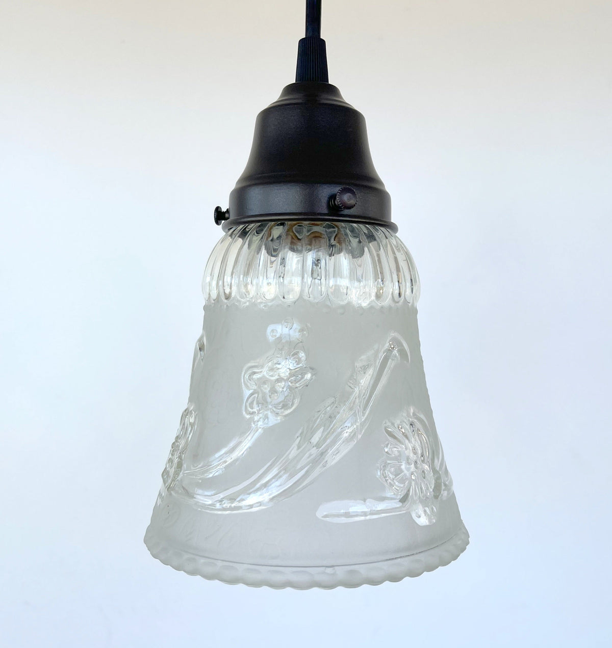  Vintage 1960's Frost & Clear PENDANT Light