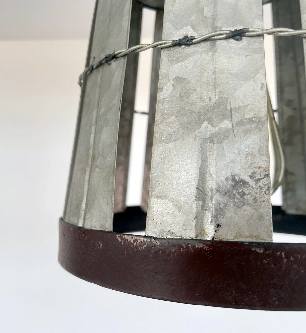  Galvanized Open Weave Basket Ceiling Light