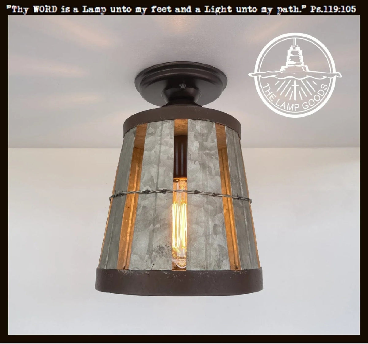  Galvanized Open Weave Basket Ceiling Light