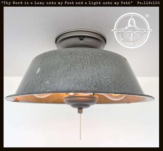  Antique FARMHOUSE GRANITEWARE Pan Ceiling Light
